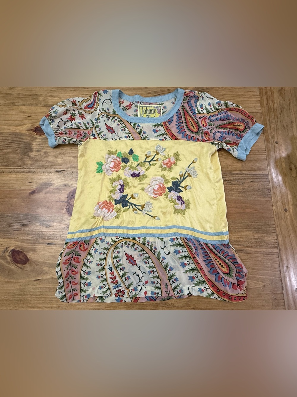Johnny Was Mistic Panel Embroidered Tunic Top Floral